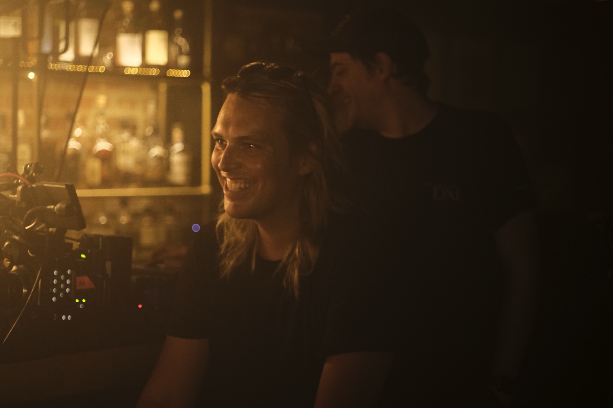Riley Bray on set